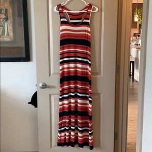 Pink Rose striped maxi dress